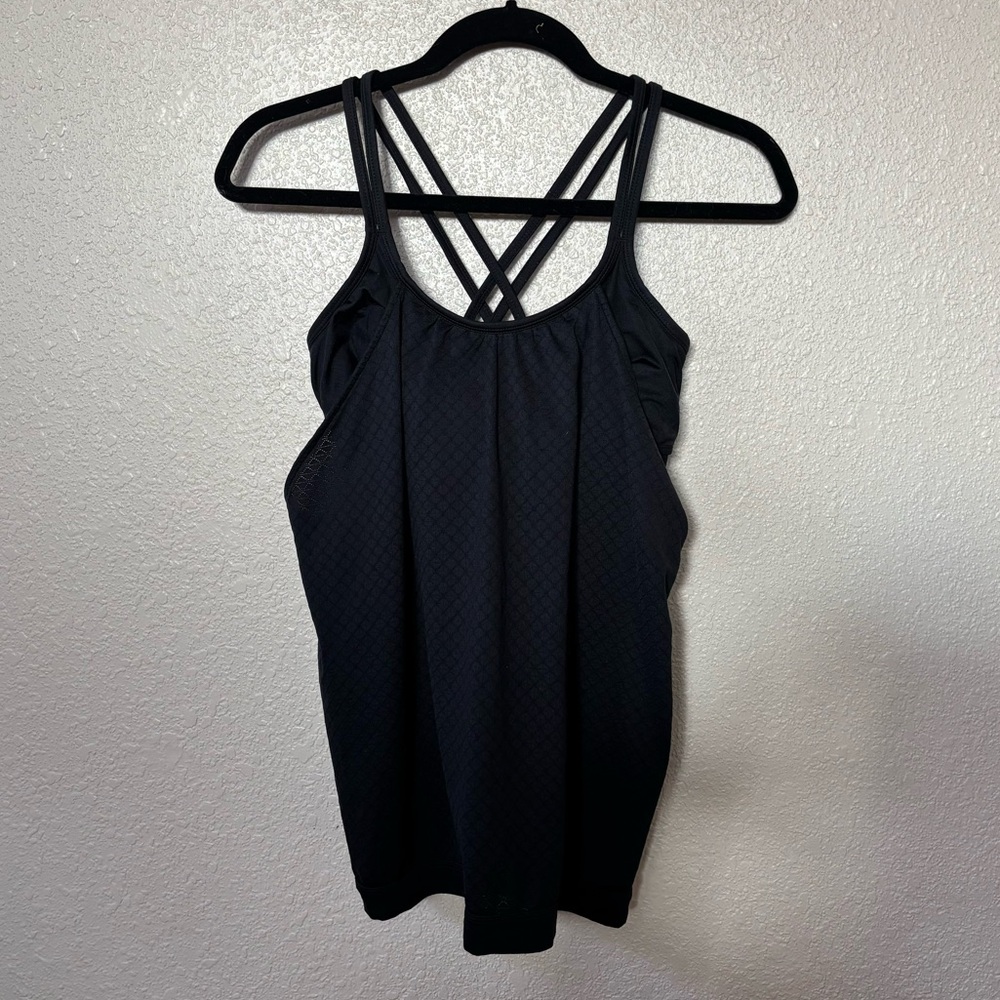 Athleta Black Athletic Tank Top with Built in Sports Bra Small